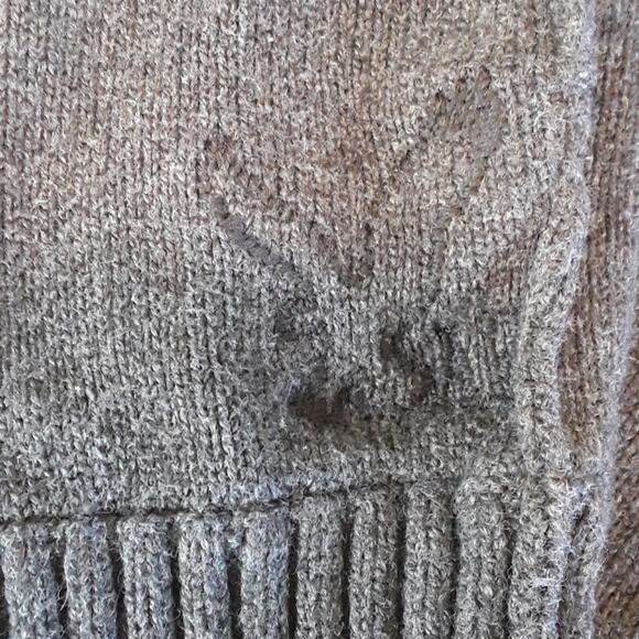 Mens Sz L Gray 1/4 Zip Ribbed Collar Y2K Grunge Preppy Sweater American Eagle - Picture 4 of 12